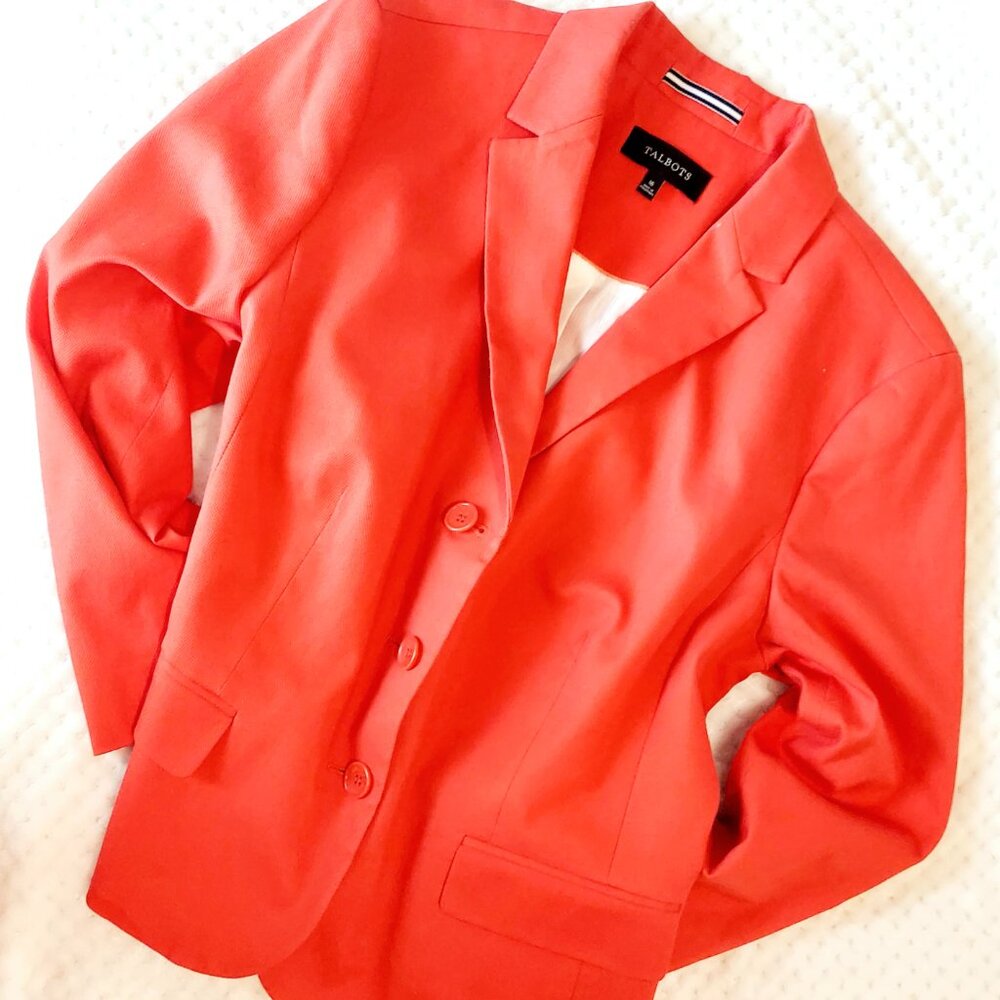 Talbots Red Three Button Lined Blazer (02.-022) - image 3